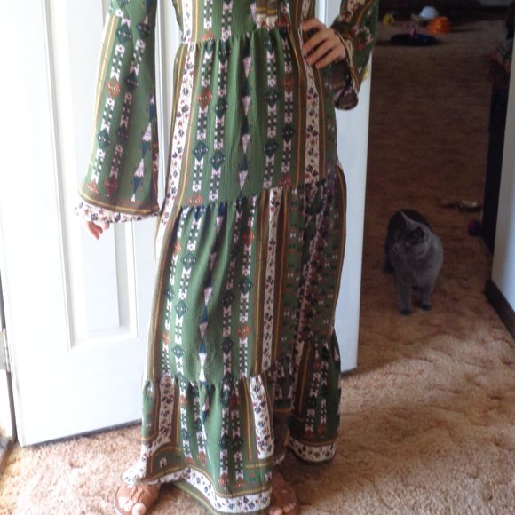 Relisted Altar’d State boho bell sleeve print long dress cottagecore size S - Picture 10 of 15